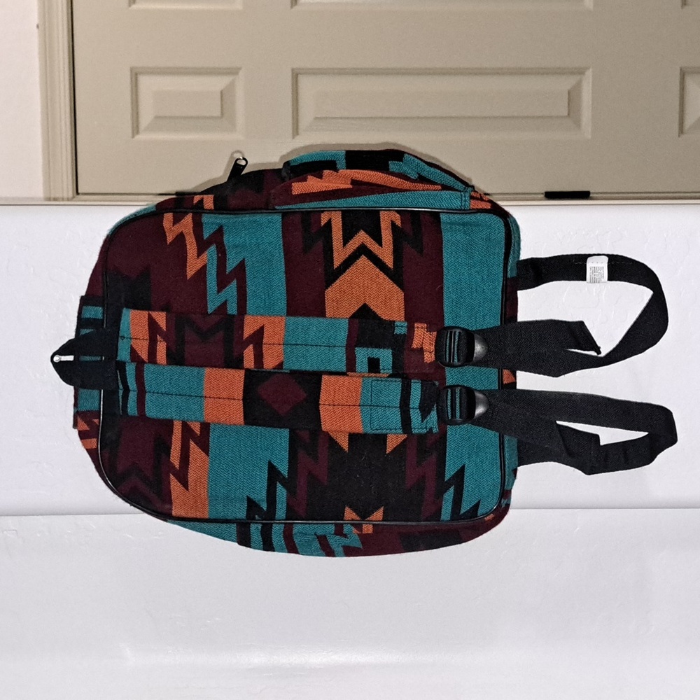 Tribal Patterned Backpack in Teal and Orange 100% Wool NWOT - Picture 2 of 7
